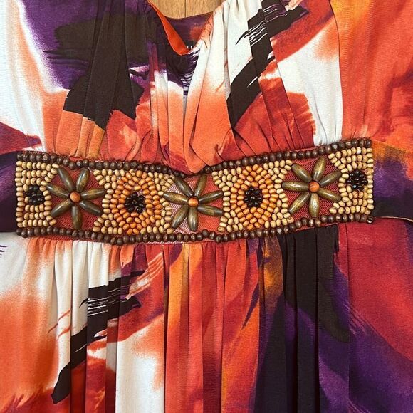 Bisou Bisou Michele Bohbot Beaded Floral Dress Sz 16 Multicolor Knee Length - Picture 9 of 11